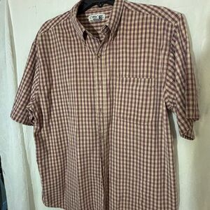 Cherokee Burgundy and Beige Plaid Men's Shirt